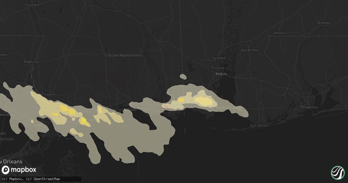 Hail map in Moss Point, MS on June 19, 2023