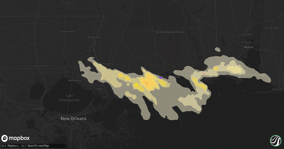 Hail map in Pass Christian, MS on June 19, 2023