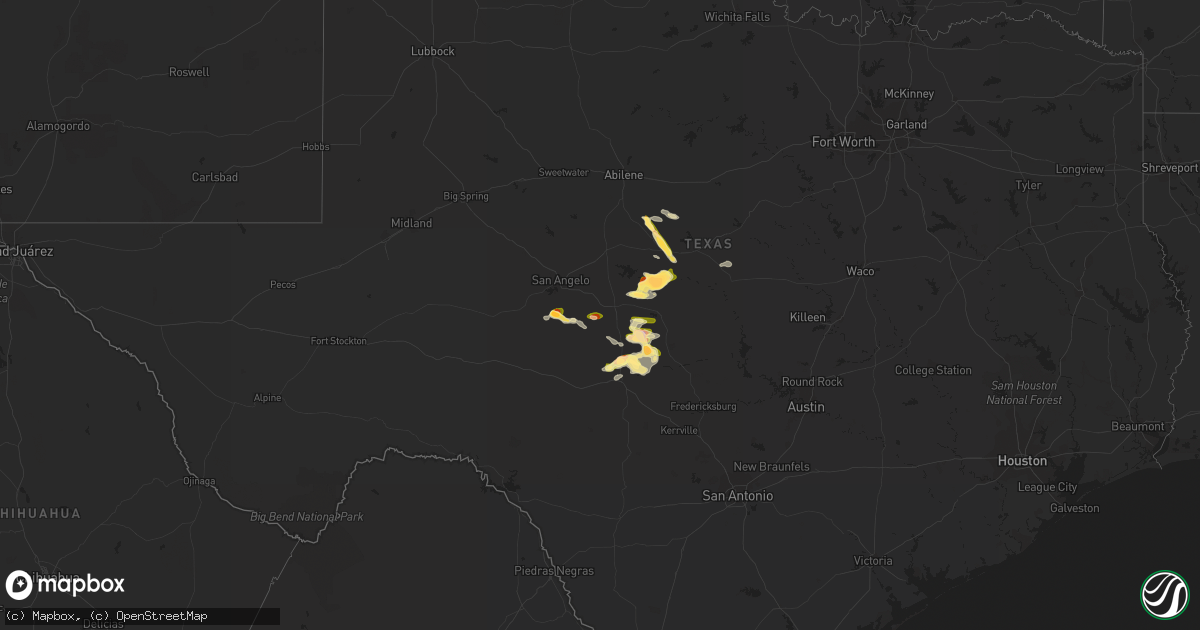 Hail map in Texas on June 19, 2023