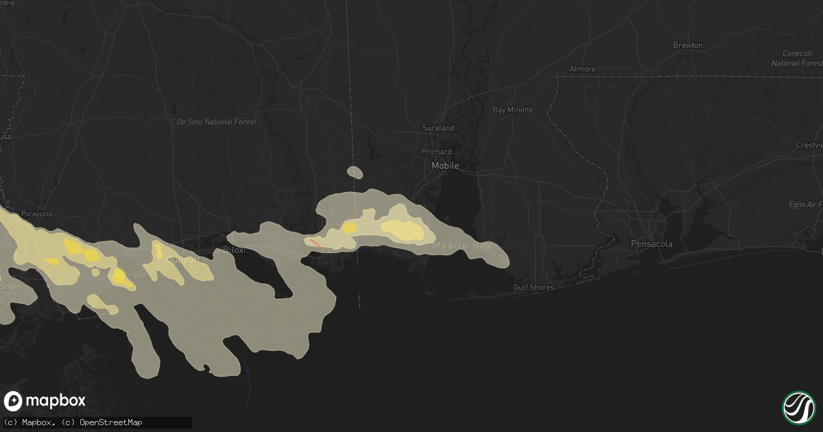 Hail map in Theodore, AL on June 19, 2023