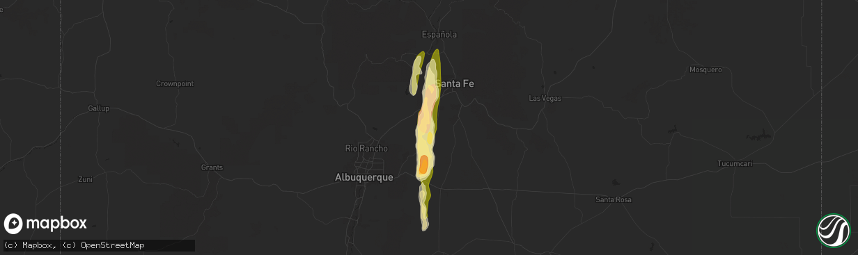 Hail map in Cerrillos, NM on June 19, 2024