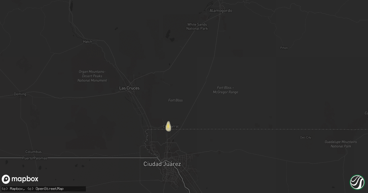 Hail map in Chaparral, NM on June 19, 2024