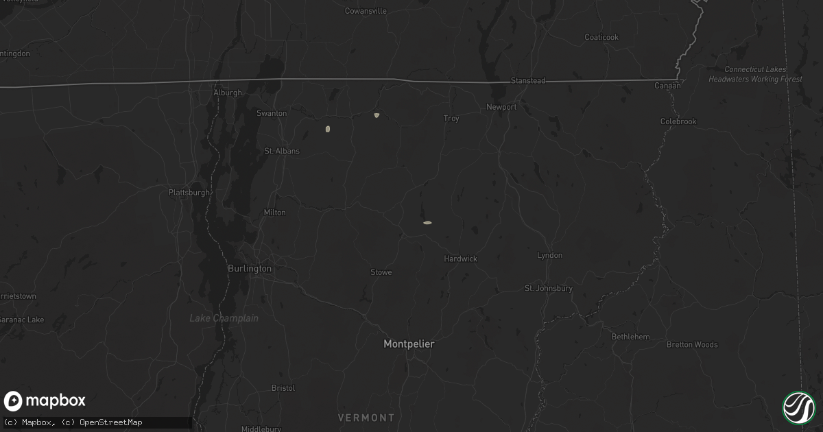 Hail map in Hyde Park, VT on June 19, 2024