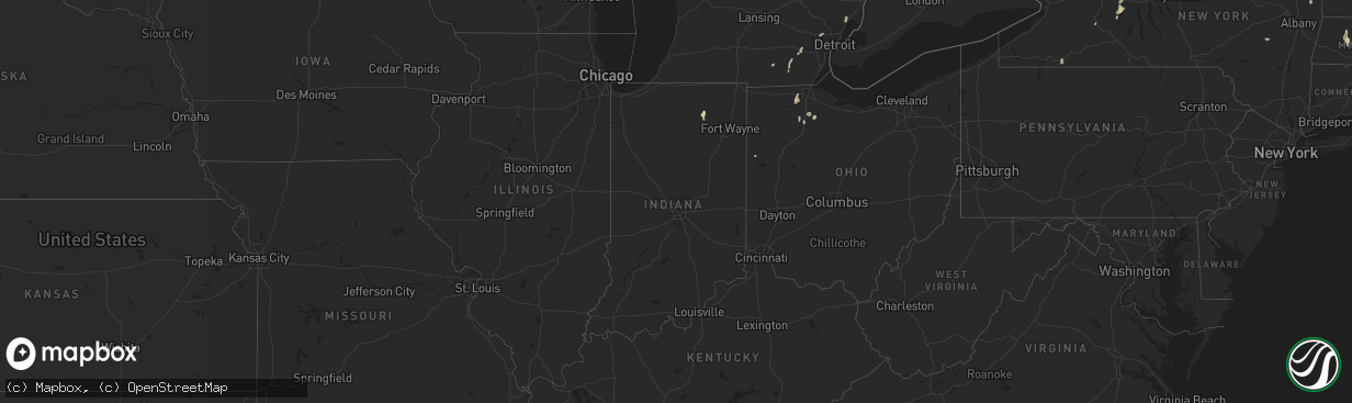 Hail map in Indiana on June 19, 2024