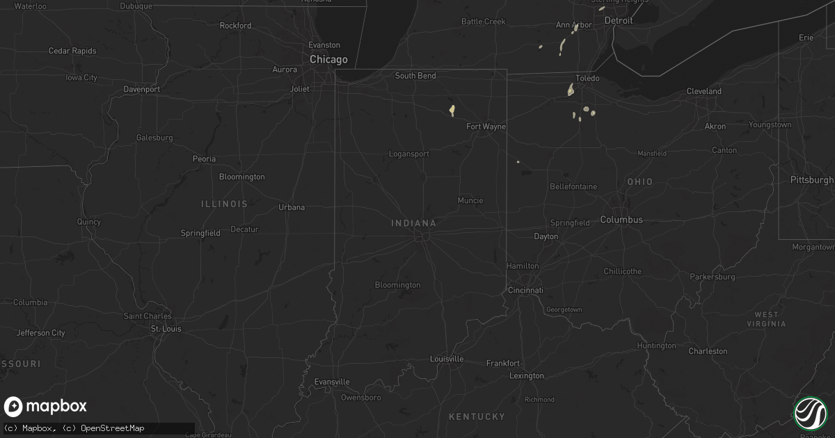 Hail map in Indiana on June 19, 2024