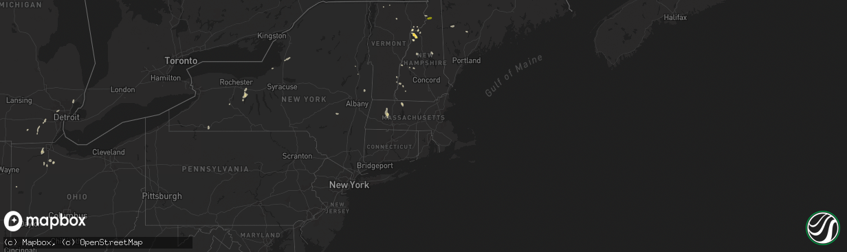 Hail map in Massachusetts on June 19, 2024