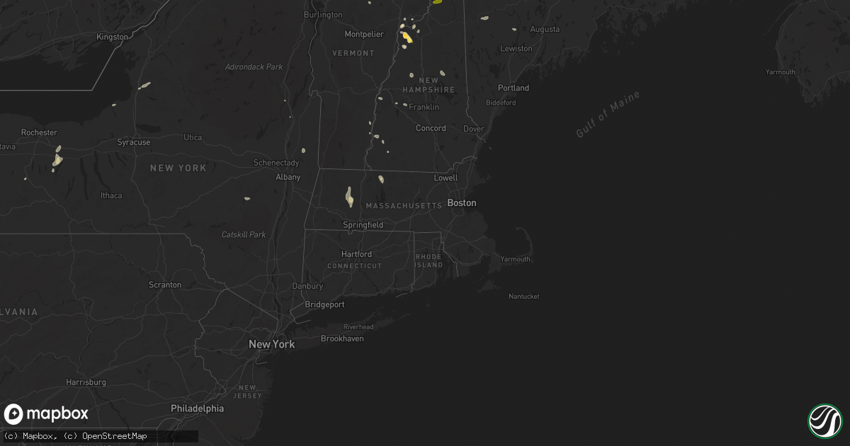 Hail map in Massachusetts on June 19, 2024