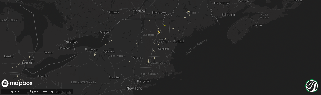 Hail map in New Hampshire on June 19, 2024