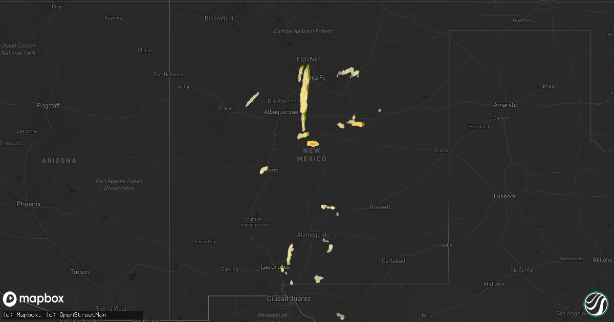 Hail map in New Mexico on June 19, 2024