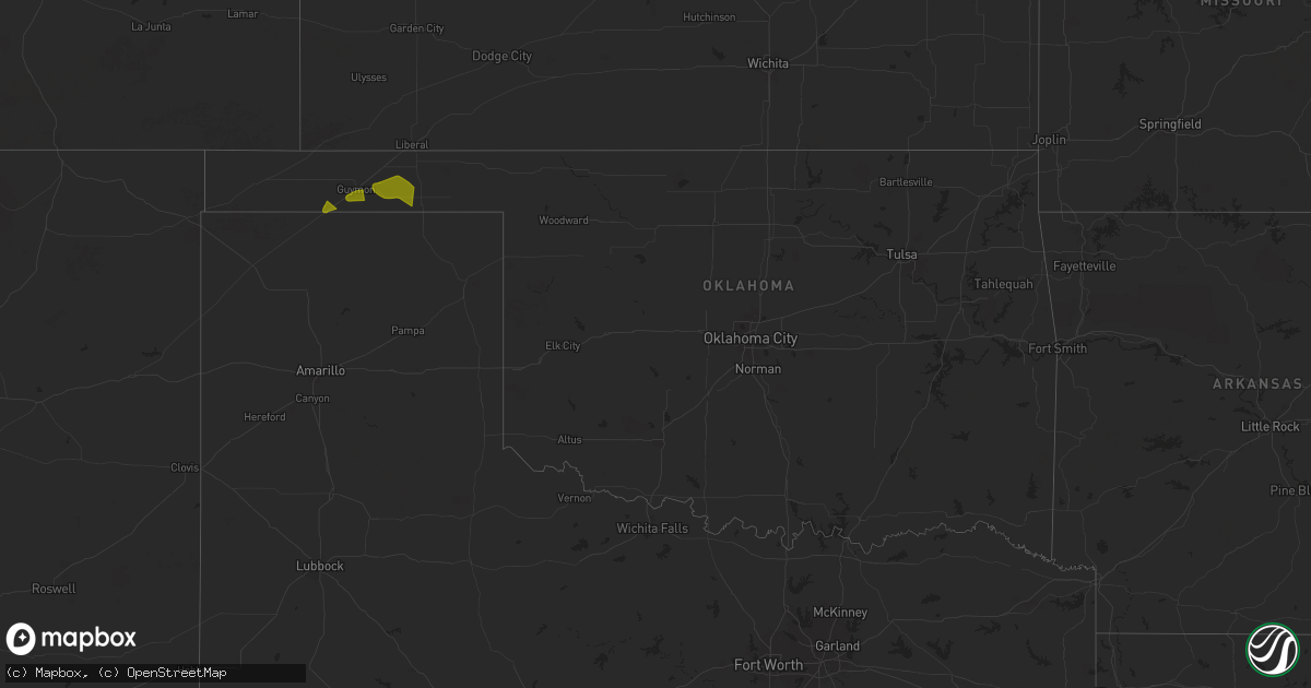 Hail map in Oklahoma on June 19, 2024
