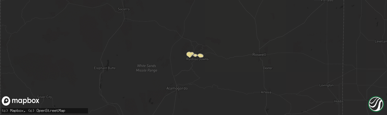 Hail map in Ruidoso, NM on June 19, 2024