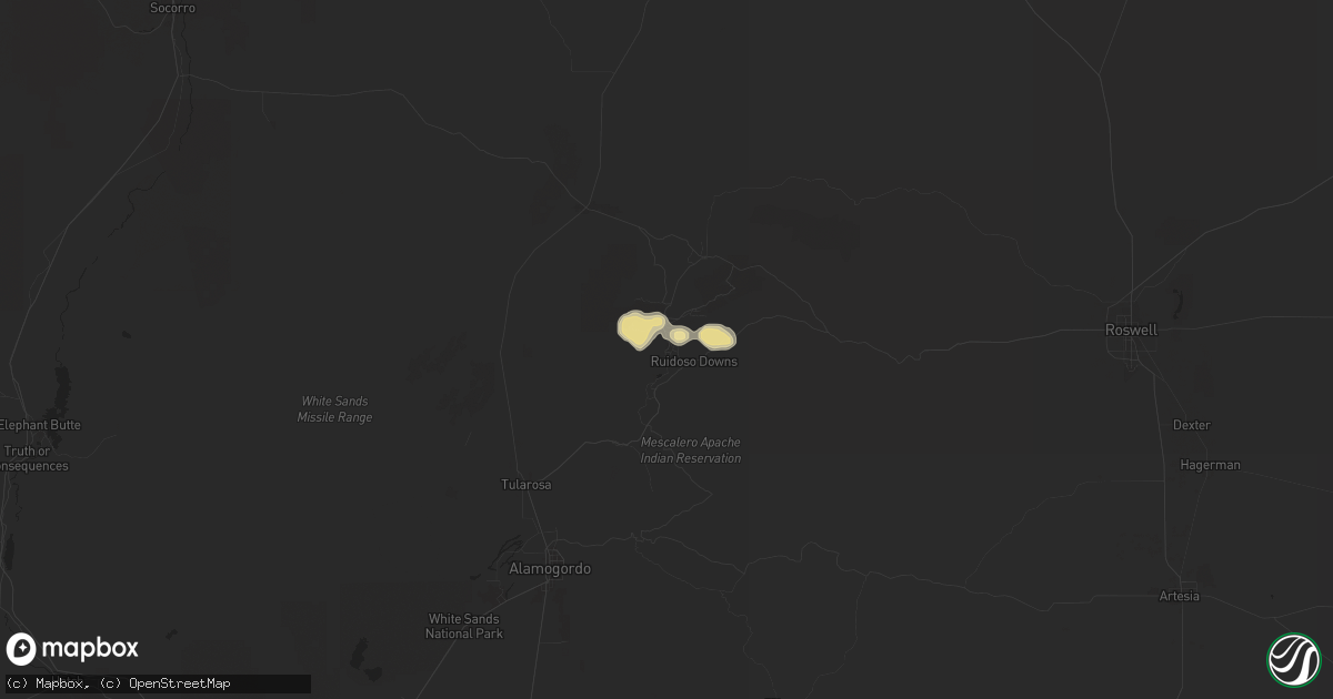 Hail map in Ruidoso, NM on June 19, 2024