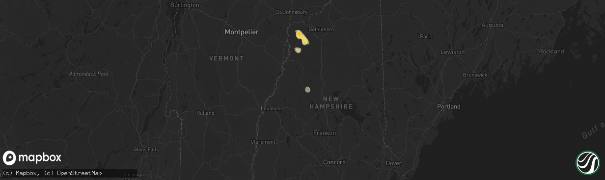 Hail map in Rumney, NH on June 19, 2024