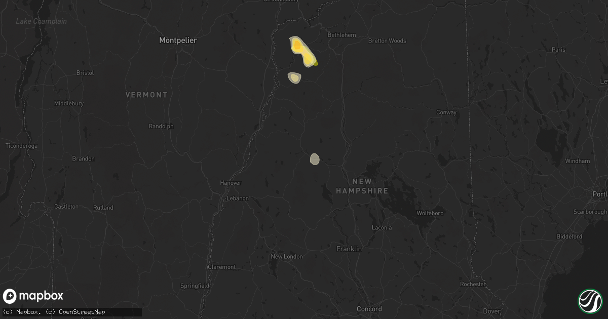Hail map in Rumney, NH on June 19, 2024