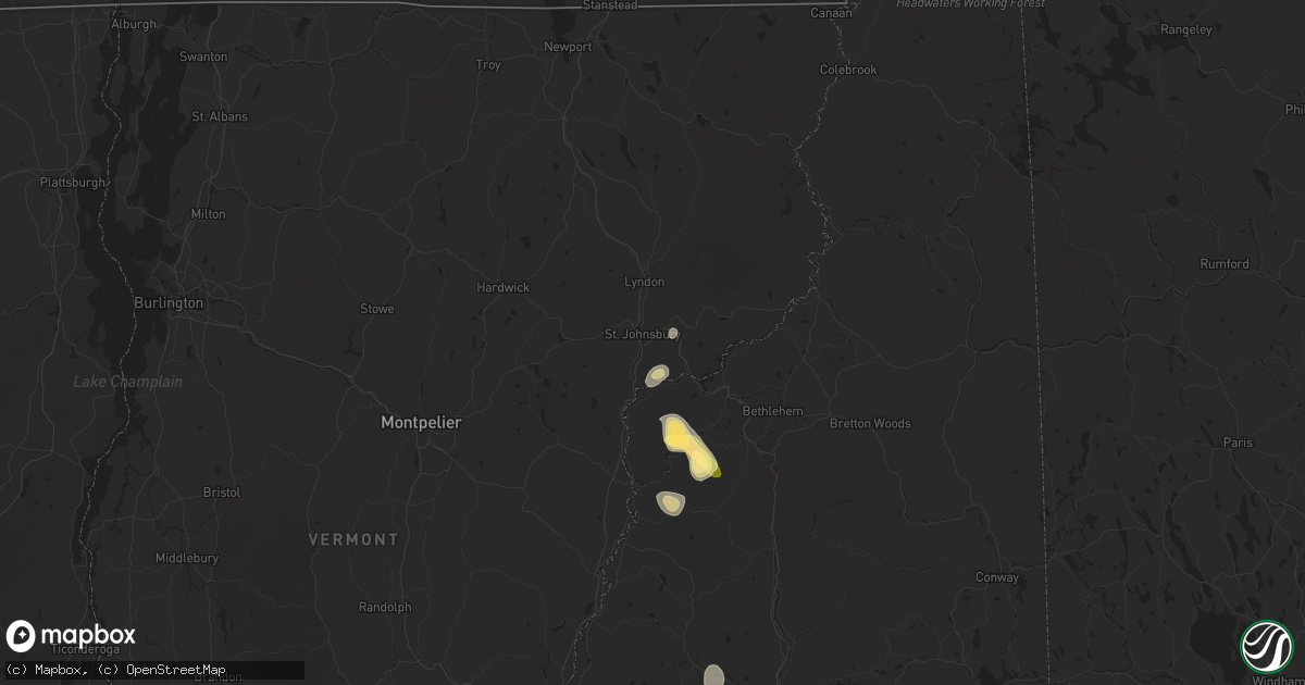 Hail map in Saint Johnsbury, VT on June 19, 2024