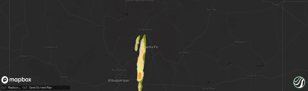 Hail map in Santa Fe, NM on June 19, 2024