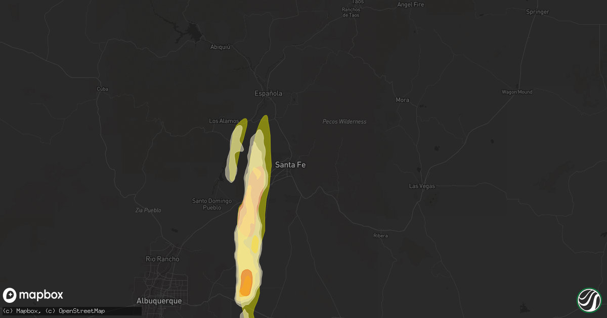 Hail map in Santa Fe, NM on June 19, 2024
