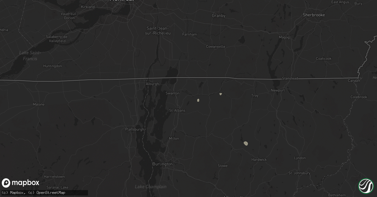 Hail map in Sheldon, VT on June 19, 2024