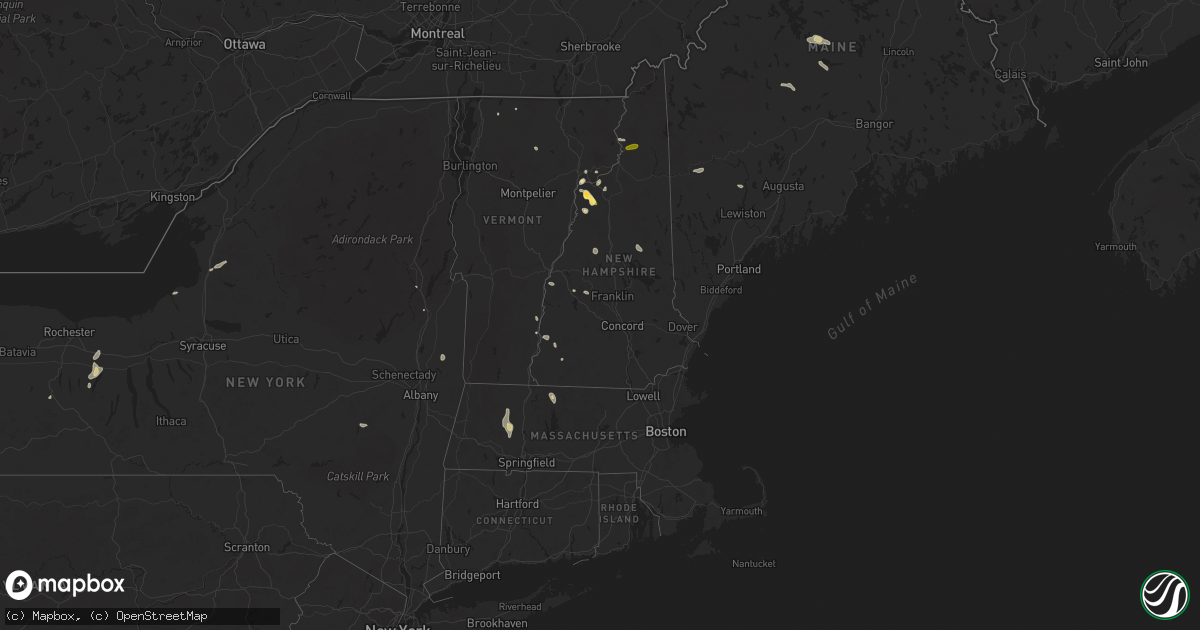 Hail map in Vermont on June 19, 2024