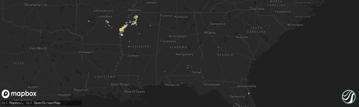 Hail map in Alabama on June 19, 2025
