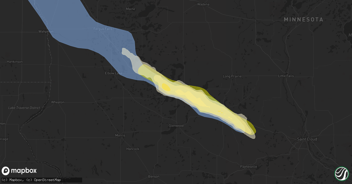 Hail map in Alexandria, MN on June 19, 2025