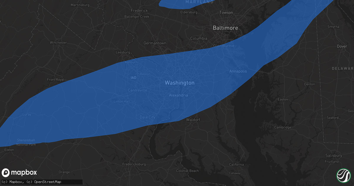 Hail map in Alexandria, VA on June 19, 2025