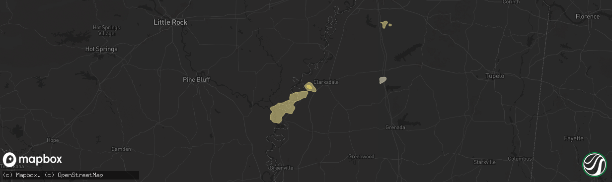Hail map in Alligator, MS on June 19, 2025