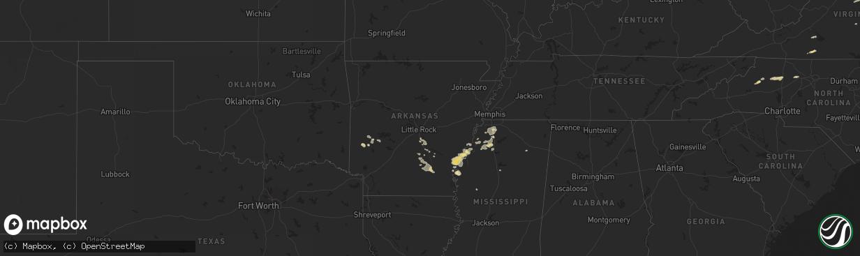 Hail map in Arkansas on June 19, 2025