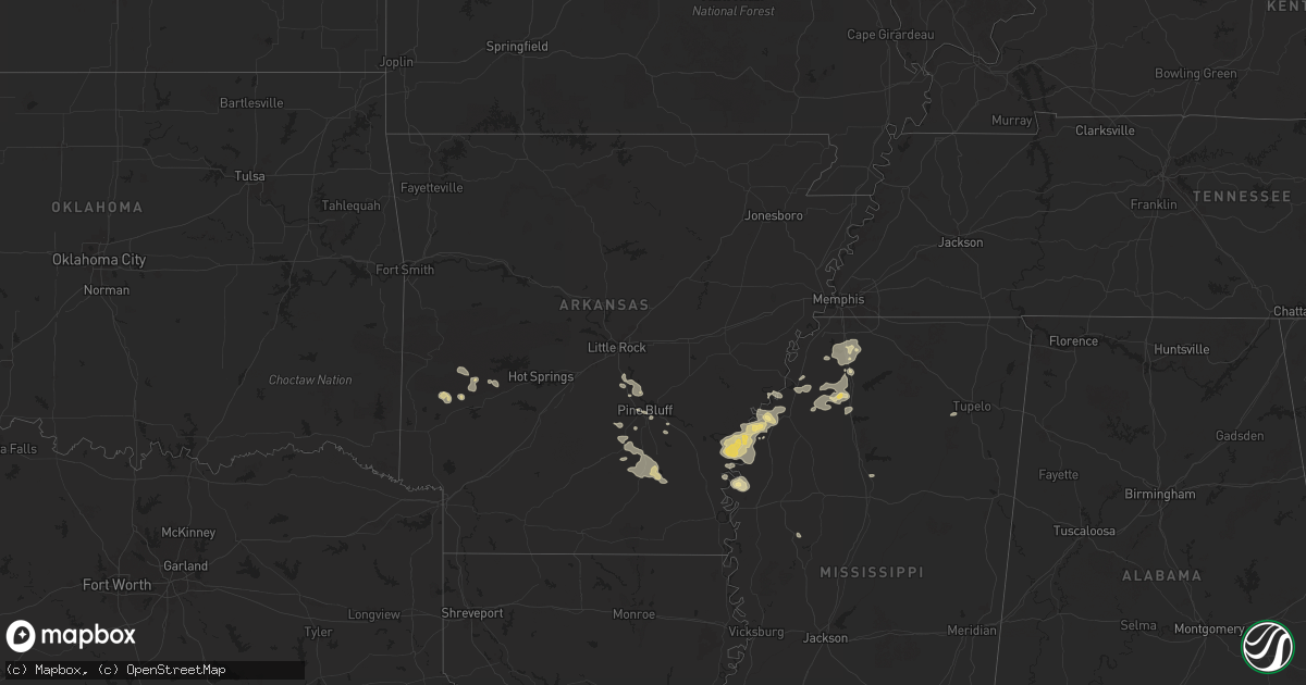 Hail map in Arkansas on June 19, 2025