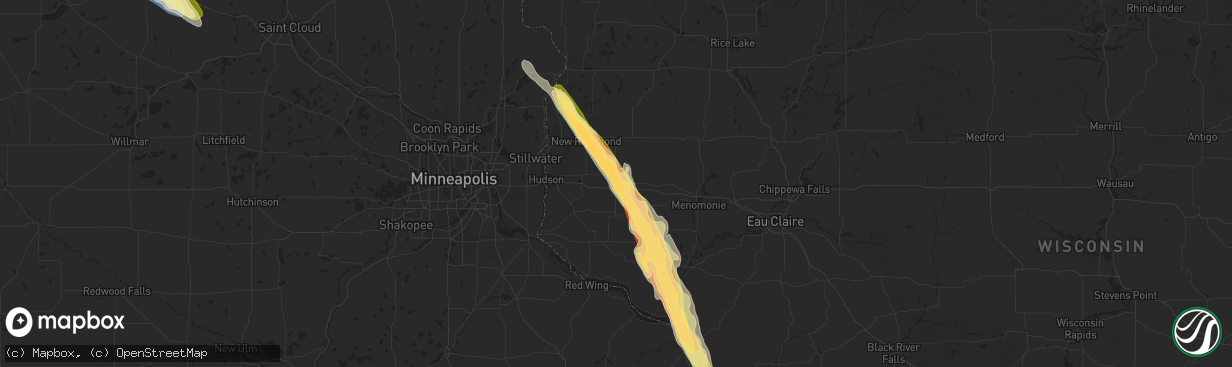 Hail map in Baldwin, WI on June 19, 2025