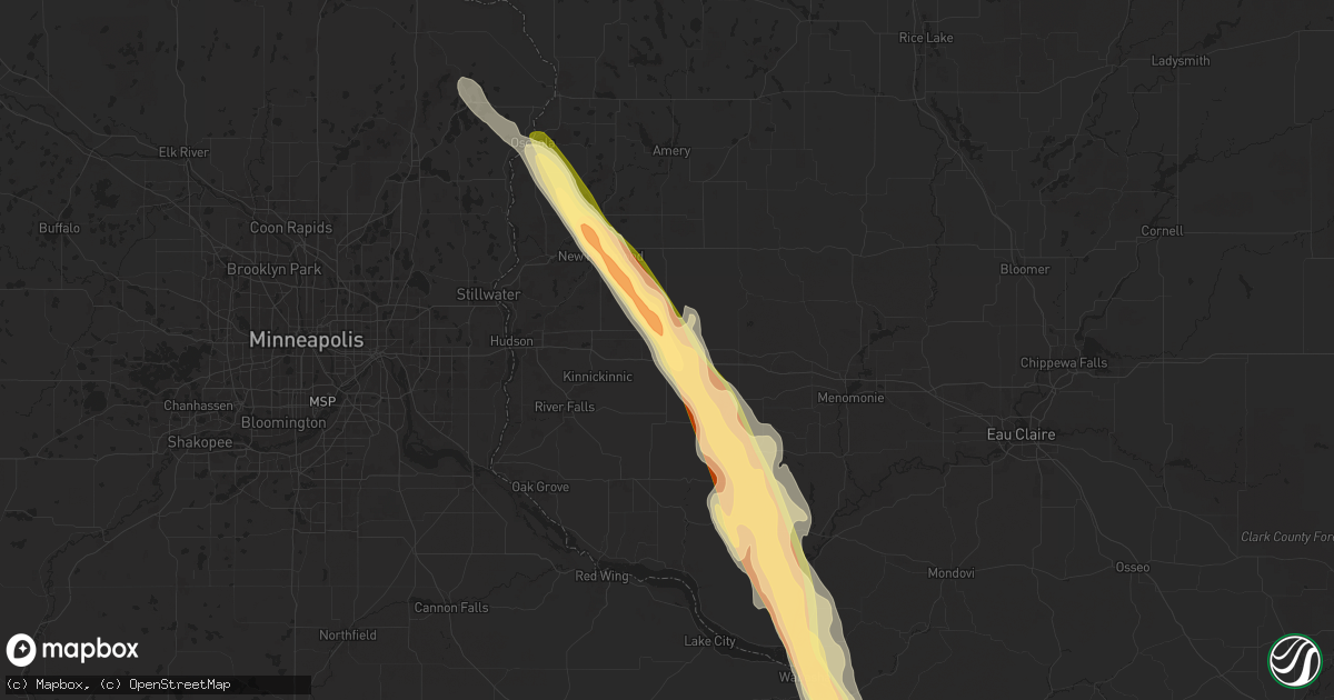 Hail map in Baldwin, WI on June 19, 2025