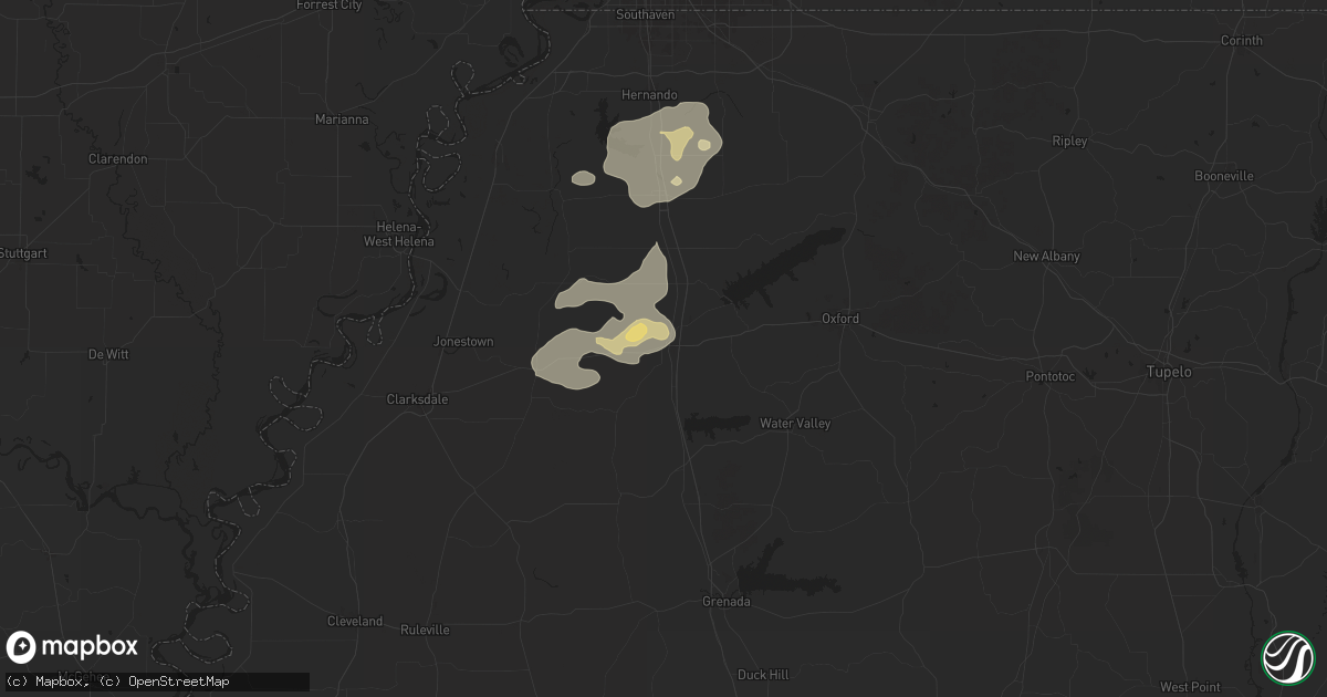 Hail map in Batesville, MS on June 19, 2025