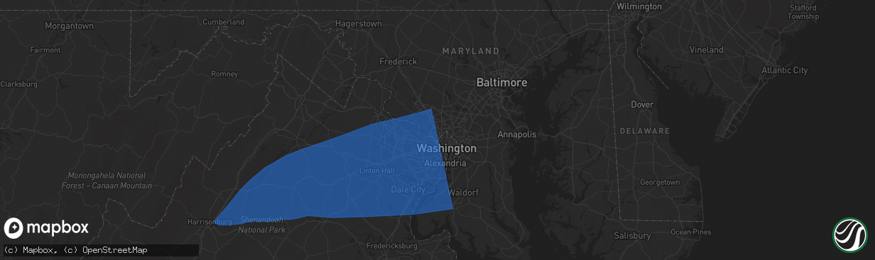 Hail map in Bethesda, MD on June 19, 2025