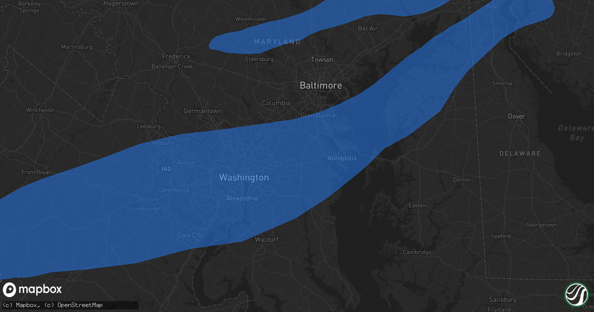 Hail map in Bowie, MD on June 19, 2025
