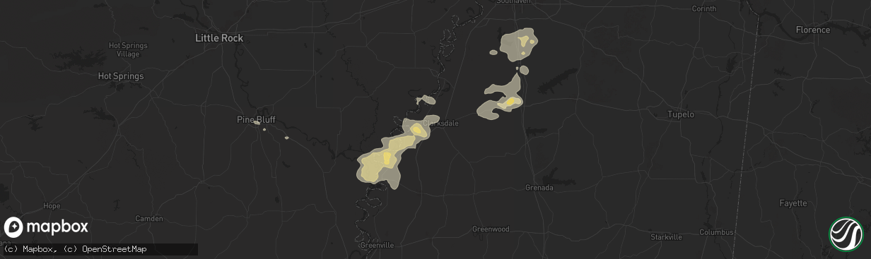 Hail map in Clarksdale, MS on June 19, 2025