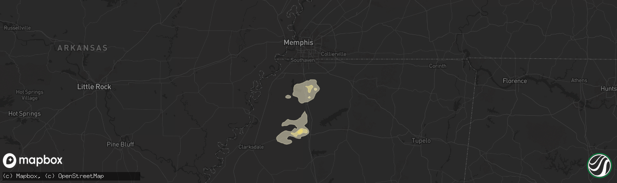 Hail map in Coldwater, MS on June 19, 2025