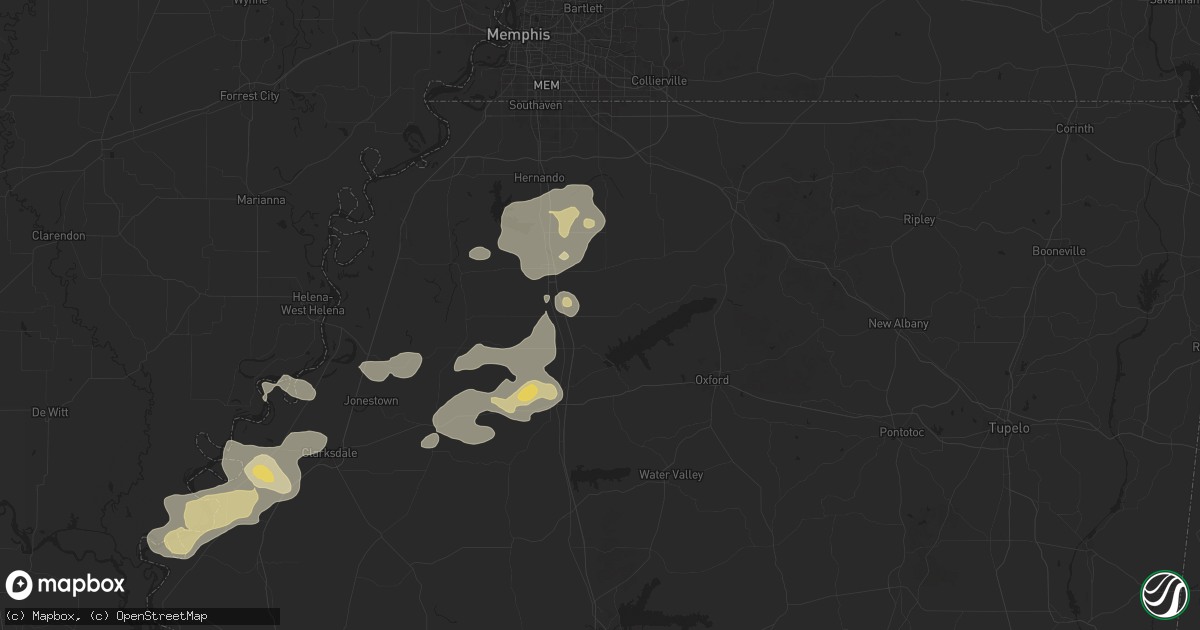 Hail map in Como, MS on June 19, 2025