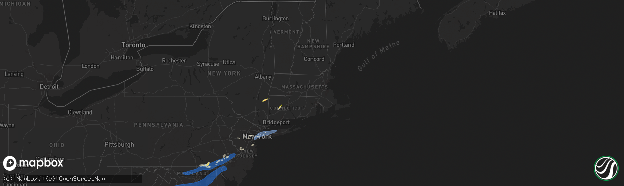 Hail map in Connecticut on June 19, 2025