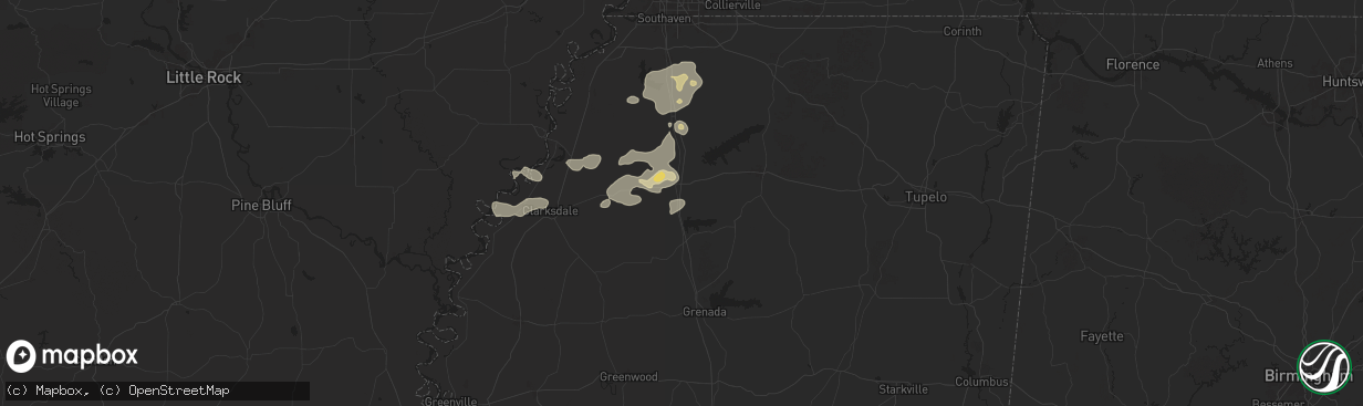 Hail map in Courtland, MS on June 19, 2025