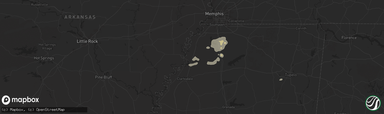 Hail map in Dundee, MS on June 19, 2025