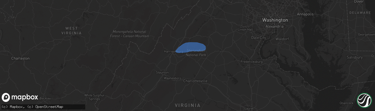 Hail map in Elkton, VA on June 19, 2025
