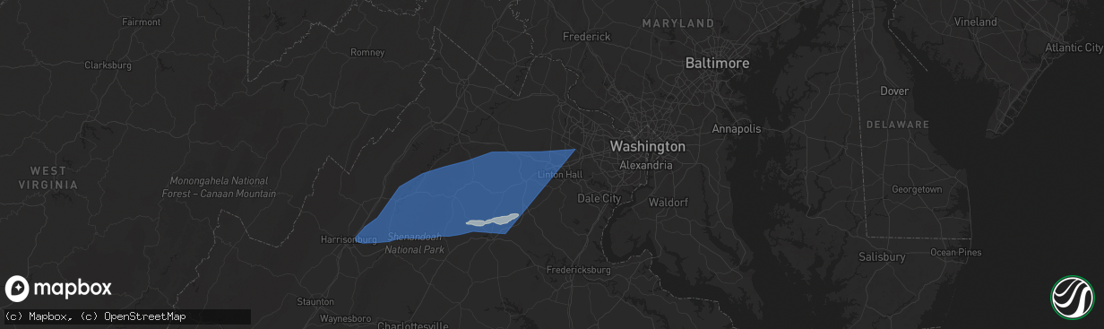 Hail map in Gainesville, VA on June 19, 2025