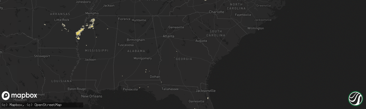 Hail map in Georgia on June 19, 2025