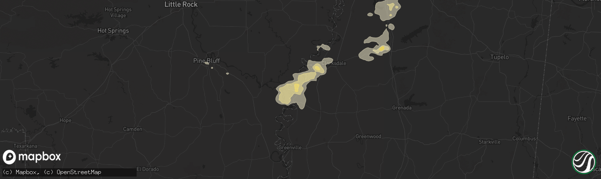 Hail map in Gunnison, MS on June 19, 2025