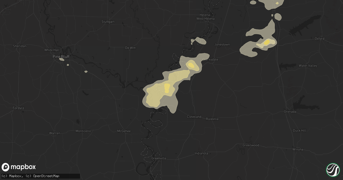 Hail map in Gunnison, MS on June 19, 2025