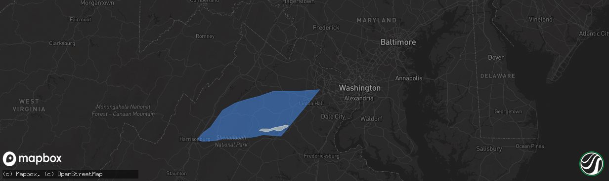 Hail map in Haymarket, VA on June 19, 2025