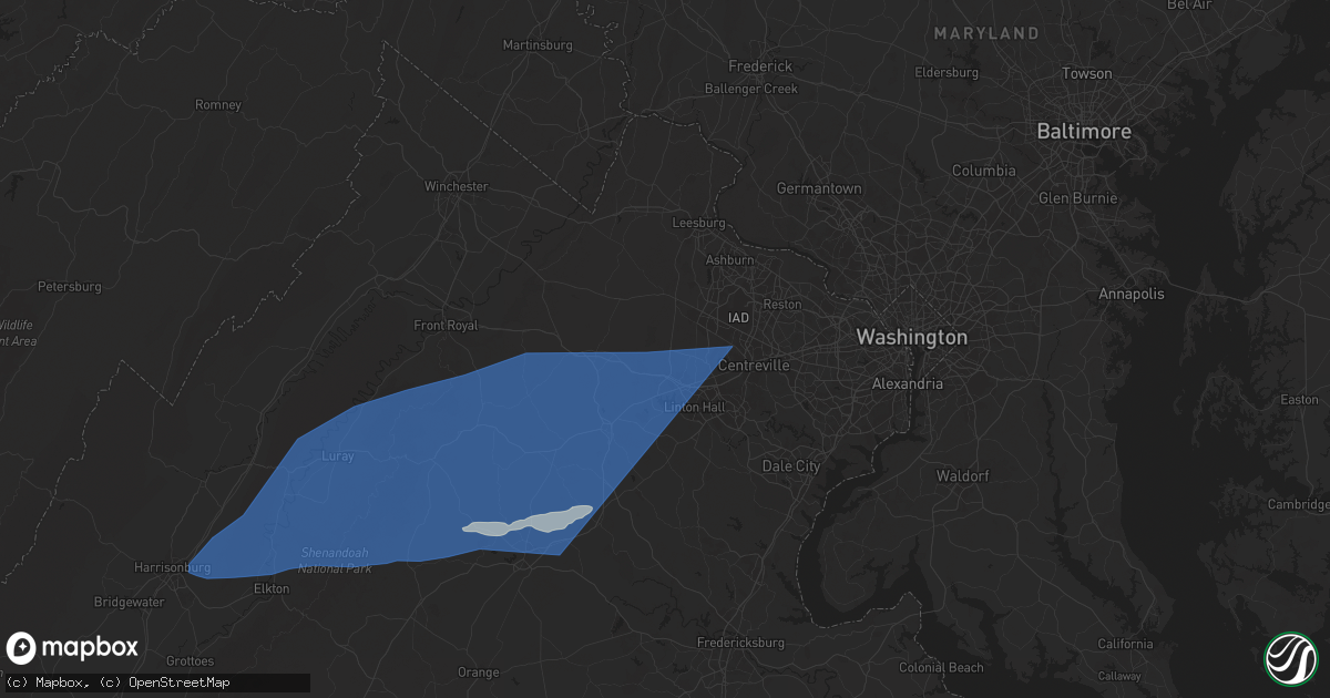 Hail map in Haymarket, VA on June 19, 2025