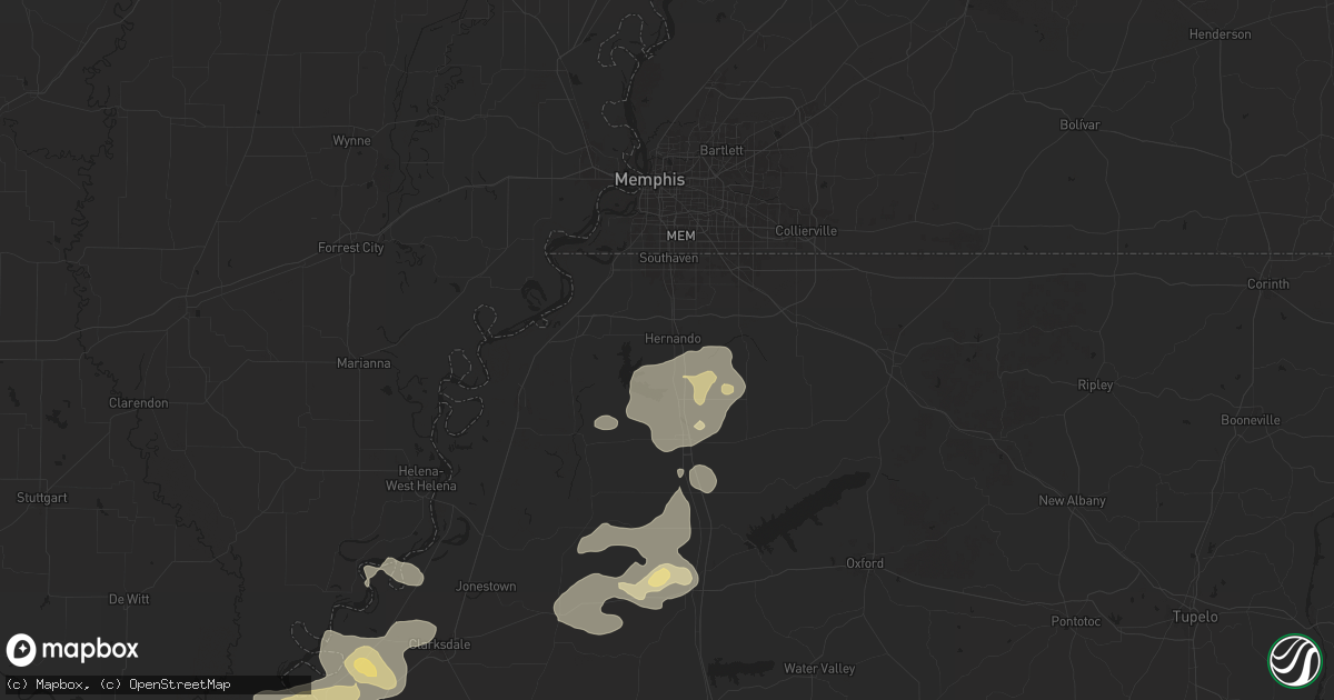 Hail map in Hernando, MS on June 19, 2025