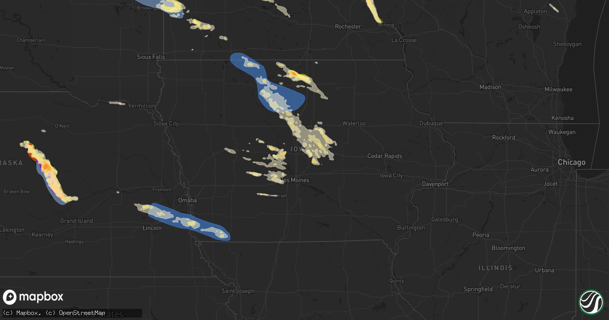 Hail map in Iowa on June 19, 2025