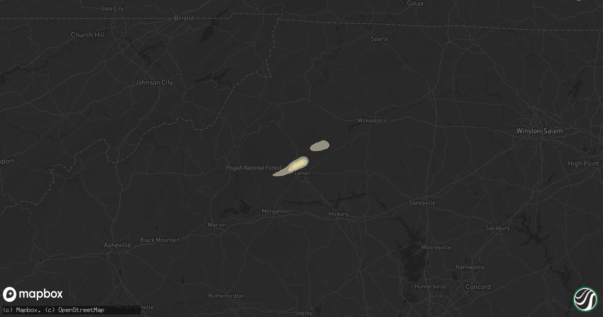 Hail map in Lenoir, NC on June 19, 2025